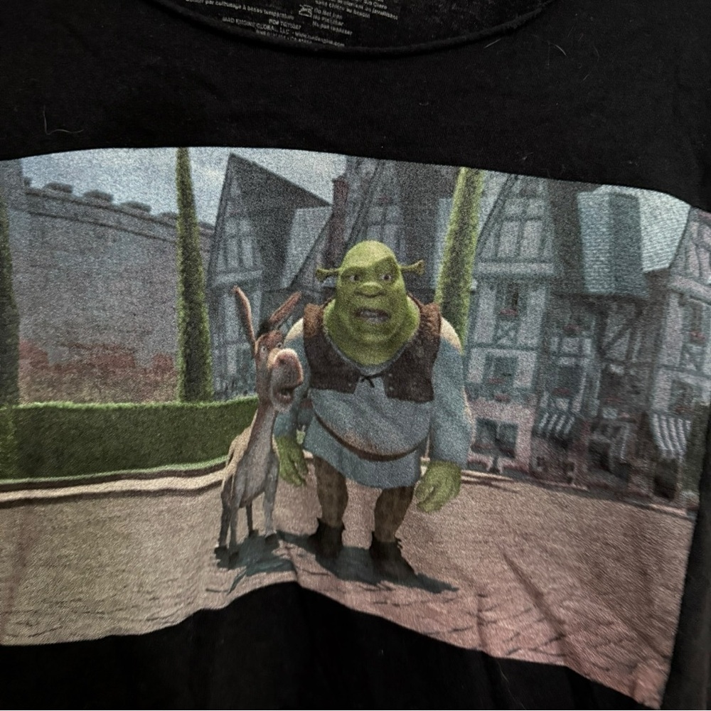 Mad Engine Shrek Donkey Graphic Crop Tee Black Size L - Picture 4 of 5